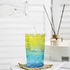 Multicolor Juice Glass Retro präglad solros Creative Amber 11oz Whisky Vodka Drinking Cup Beverage Glasses Party Wedding HKD230809