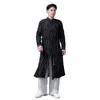 Chinese Ethnic Clothing black and white robe traditional male cheongsam Cotton gown stand collar men's vintage tang suit oriental costume