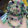 Strand 8mm 10mm 12mm Faceted Natural Fluorite Stone Beads Pulseira Gem DIY Jóias Pulseiras Para Mulher Presente Atacado