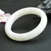 Bileklik Sınıf A Beyaz Yeşim Kadın İyileştirici Taş İnce Mücevherleri Gerçek Hetian Jades Nephrite Bangles Doğal Taş Bilezikler