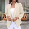 Costumes pour femmes couleur unie manteau élégant dame à manches longues point ouvert cardigan pour les femmes mince lâche affaires formel Ol Commute Style automne