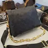 Luis Vintage Lvvl Lvity Lvse Frauen Coussin echte Crossbody -Tasche Leder Kette Schulter MM Handtasche Geldbeutel Weitgur