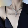 Pendant Necklaces Hip-Hop Punk Rock Retro Personality Baroque Imitation Pearl Necklace Contracted Geometric Cross Pendant Chain Of Clavicle J230809