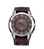 Horloges Mode Womage Polshorloge Casual quartz horloges Grote wijzerplaat met leren bandjes Horloge Dames Man Designer