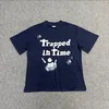 Men's T Shirts 2023 Summer Broken Embroidery Planet Trapped In Time Foam Cotton TShirts Unisex Crew Neck HipHop Short Sleeve Top Tees