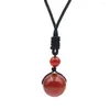 Collane con ciondolo FYSL Tessuto fatto a mano Agate rosse Collana con catena a corda di perle tonde Gioielli in stile etnico