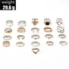 Cluster Rings Trendy Geometric Moon Shape Finger Set For Women Crystal Gold Color Knuckle Joint Ring 2023 Boho Jewelry Gift