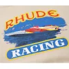 Męskie bluzy bluzy czarne morel zielony Rhude Racing Hoodie Mężczyzn Mężczyzn Klasyczny druk motorowy Rhude Polever z tagami 230808