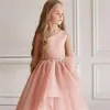 Flicka klänningar tyll en axel skikt delikat prinsessa blomma klänning bröllop fest boll första nattvardsdröm barn gåva