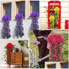 Décoratif Fleurs Couronnes Violet Fleur Artificielle Tenture Simation Orc Faux Soie Vigne Partie Maison Jardin Balcon Décoration Dr Dhr0J