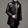 Men's Jackets Winter High Quality Fashion Trench Coat Slim Fit Faux Leather Mens Thicken Warm Size M 4XL 230809