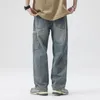 Jeans pour hommes Style américain Cargo pantalon à jambes larges gros Porkets Design Denim Vintage Hip Hop lâche droite jeunesse pantalon 230809