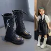 Sneakers Children's Fashion Boots Girls Black Leather Autumn Boys British Style Short Snow Baby Buckle Sport Shoes 230809