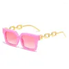 Lunettes de soleil Fashion Women Vintage Chain Frame pour UV400 Graduelle Change