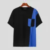 Herr t-skjortor incerun topps 2023 stilig färgblock design t-shirts fritid streetwear all-match manlig kortärmad camiseta s-5xl