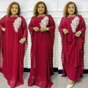 Ethnic Clothing African Dresses For Women 2023 Muslim Pure Color Applique Traditional Loose Evening Party Abayas Islam Nigeria