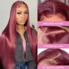 Lace Front perruque de cheveux humains couleur droite perruque sans colle cheveux humains prêt à porter rouge 13x4 13x6 Hd dentelle frontale perruque