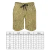 Men's Shorts Gold Faux Metallic Board Shiny Metal Gemstone Print Casual Beach Short Pants Design Sports Surf Quick Dry Trunks