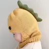 Boinas de malha de inverno para bebês chapéu de malha cachecol chapéus de uma peça para crianças meninas meninos gorros bonés protetores de orelha de dinossauro para crianças