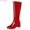 Fashion Knee High Boots Women Shoes 2021 Autumn Winter Women's High Boots Black White Red Long Shoes Ladies Large Size 45 L230704