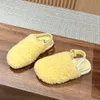 designer slipper women slippers slides white black brown yellow sabot sandals long calf hair leather fussbett shearling light brown Z9Hh#