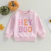 Hoodies Sweatshirts 2023 Moda Çocuk Çocuk Kız Kızlar Cadılar Bayramı Giysileri Mektup Kabak Baskı Gündelik Uzun Kollu Üst Giyim 230808