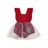 Fille robes bébé été Tulle barboteuse robe sans manches maille paillettes princesse combinaison body avec broderie florale