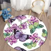 Cartoon Butterfly Printed Round Carpet for Living Room decorationBedroom E-sports Chair Non Slip MatChildren Play Room Rug HKD230809