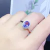 Anelli a grappolo Argento sterling 925 Tanzanite naturale Taglio buono Anello di fidanzamento Gemma di lusso squisito da donna Matrimonio