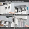 Toothbrush Holders Holder Wall Mounted Automatic Toothpaste Dispenser Squeezer Kit Magnetic for Bathroom and Vanity 230809