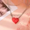 Pendant Necklaces 2Pcs Heart Brick Couples Love Necklace For Lovers Women Men Lego Elements Friends Necklaces Valentines Gift Jewelry J230809