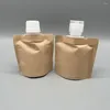 Storage Bags 100ML 5opcs Suction Bag Milk Juice Liquid Kraft Paper Spout Pouch Portable Disposable Packaging