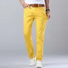 Jeans Masculino Autumn Bright Stretch Fit Trendy Denim Straightleg Trousers Masculino Vermelho Lago Azul Amarelo 230809