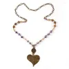 Pendanthalsband RH Fashion Bohemian Jewelry Accessory 68cm Link Chain and Stone Heart for Women Festival Gift