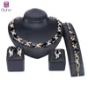 Bröllop smycken set trendiga set guldfärg svart kristall afrikanska pärlor halsband armband örhänge ring saudiska kvinnor party brud dekoration l230808