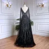 Party Dresses Serene Hill Arabic Black A Line Cape Sleeves V Neck Beaded Long Evening Gowns For Women Wedding 2023 LA71960