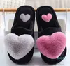 Fashion Women Slippers Love Heart Cotton Slippers Winter Fur Slides Ladies Home Furry Slippers Warm Indoor Shoes