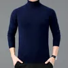 Herrtröjor Autumn Winter Men's Lapel Neck Sweater kan vända Turtleneck varm tröja fast färg botten kni 230808