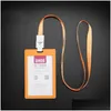 Party Favor 5 Colors Plastic Card Holder Color Student ID Storage Bag Vertical Office Arbetskort med Lanyard Drop Delivery Home Garde Dh64Z