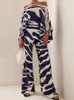 Women s Suits Blazer Casual Satin Print Suit Fashion Hollow Off Shoulder Tops With Long Pants 2 Piece Sets 2023 Spring Loose Commuting Outfits 230809