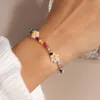 Pulseras de eslabones Corea Flor de margarita Granos de cristal Moda Mujer Pulsera Bohemio Colorido Encantador Encanto Estiramiento Joyería hecha a mano Fiesta