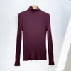 Pulls pour femmes bas chemise laine cachemire mince femmes automne vêtements grande bande de fosse élastique demi-col haut pull pull dames