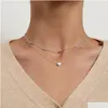 Hänghalsband Fashion Tiny Heart Necklace For Women Trendy Simple Gold Sier Color Chain Choker Girls Party SMyckesgåva Drop Deliv Dhyk6