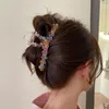 Presilhas de cabelo com contas feitas à mão em cristal coreano, clipe de tubarão grande, pingente de cabelo, acessórios de cabelo para mulheres