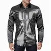 Camicie casual da uomo Camicia tinta unita da uomo Fashion Bright Face Colletto a polo Manica lunga Cardigan con bottoni impiombati in stile europeo