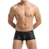 Cuecas masculinas de couro boxers sensuais confortáveis cuecas boxers masculinas baús calcinha sólida fitness interior