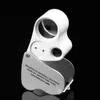 wholesale Portable 30X 60X Microscope Illuminé Bijoutier Eye Loupe Loupe Bijoux Pliable Loupe avec Gemmes Lumineuse LED 30x22mm 60x12mm