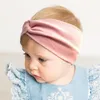 Saç aksesuarları çizgi film düğümlü bebek kafa bandı geniş elastik türban düz renkli kız kafa bantları çocuklar