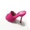 Slippers Women Square Toe Low Heel Mule in Pink Terry Towel Fabric Ladies Grass Green Thick Sole Slide Sandals 230808