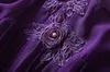2023 Verano Púrpura Color sólido Bordado Vestido 3/4 Manga Cuello redondo Paneles Midi Vestidos casuales A3Q102217
